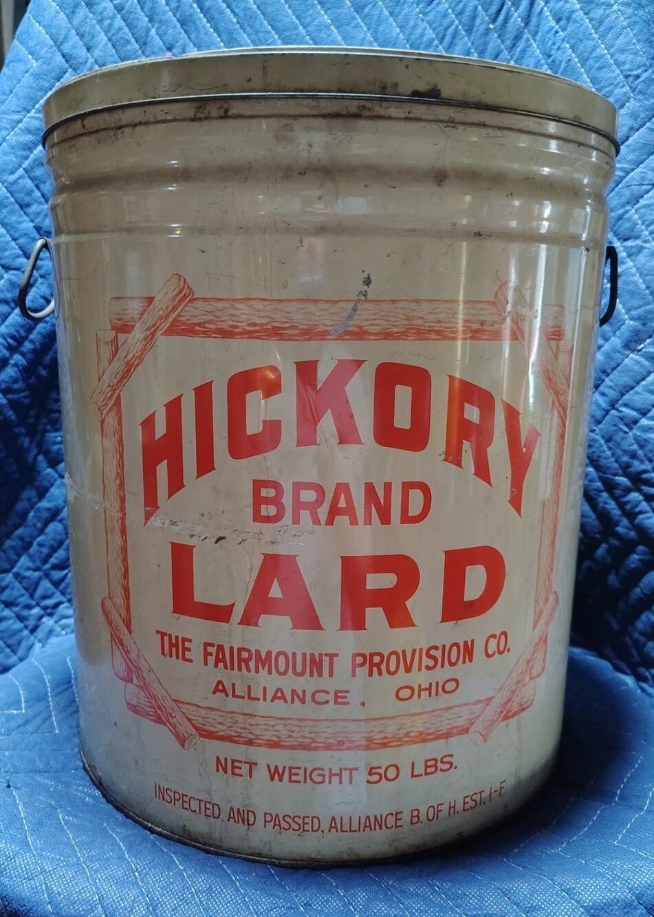 Vintage 50 lb Metal LARD tin